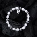 Silver Bracelet with 8 mm Greek Crosses plus Pearls 08 on Rubber