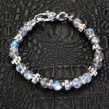 Pupil Crosses row silver + beads bracelet