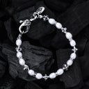 Silver Bracelet with 8 mm Cross Balls plus Pearls