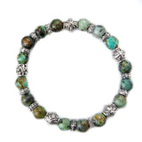 Silver Bracelet with MORNING STAR Barrels and Beads or Pearls on Rubber
