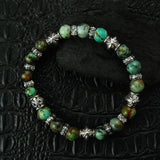 Silver Bracelet with MORNING STAR Barrels and Beads or Pearls on Rubber