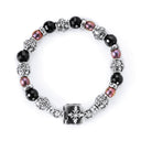 Silver Bracelet with CRESCENT STAR Lock + Barrels Tubes with Beads or Pearls