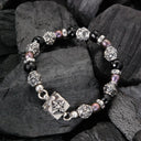 Silver Bracelet with CRESCENT STAR Lock + Barrels Tubes with Beads or Pearls