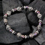 Silver Bracelet with CRESCENT STAR Barrel Tubes with Beads or Pearls