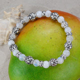 Silver Bracelet with DRAGON SCALES Barrels and Beads + Pearls 8 on Rubber