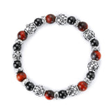 Silver Bracelet with DRAGON SCALES Barrels and Beads + Pearls 8 on Rubber