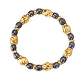 Silver Bracelet BEADS and SPIRAL BARRELS GOLD plated