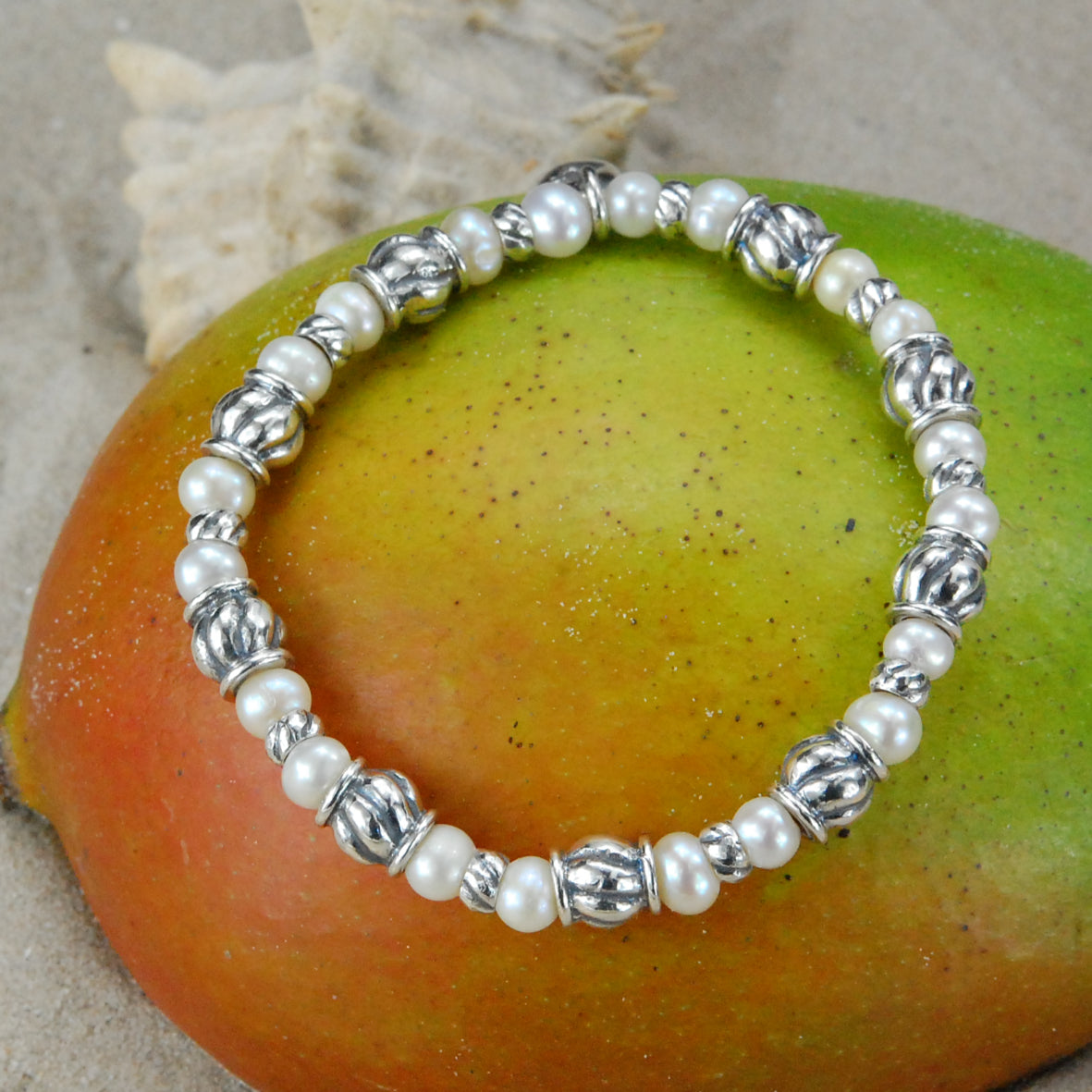 Silberarmband PERLEN und SPIRALFÄSSER Slim Version S