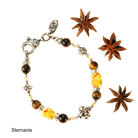Silver and Beads Bracelet LILY CROSSES 12+8 and ROCKS