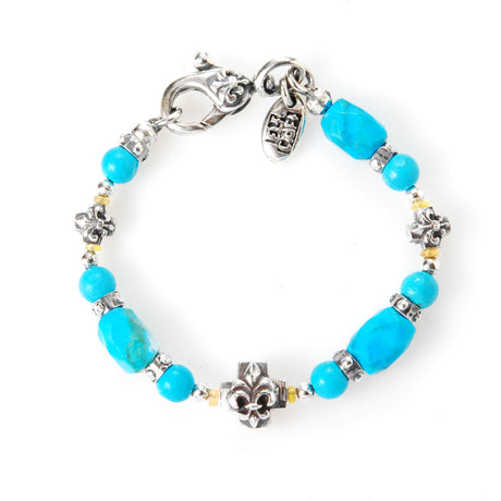 Silver and Beads Bracelet LILY CROSSES 12+8 and ROCKS
