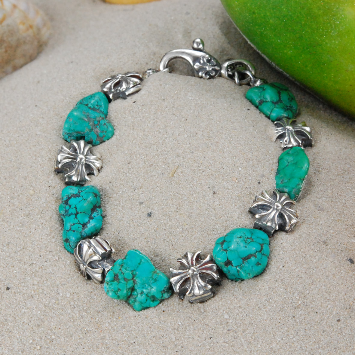 Silberarmband MALTESERKREUZE und STEINROCKS