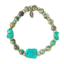 Silver Bracelet Beads and STONE ROCKS with Silver Parts on Rubber