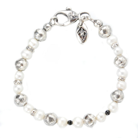 Silver Balls an Pearls Bracelet with small Rings