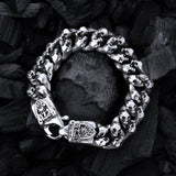 Silver Bracelet S with Mini SKULL s Lobster Claw with SHIELD