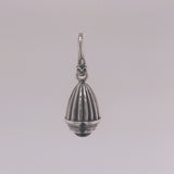 Silver Pendant Elfin King Striped Bell with Stone and Lily Hook