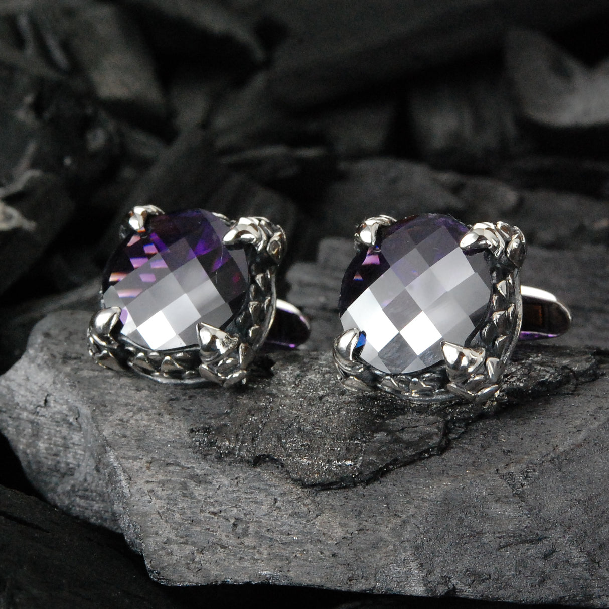 Silver Cufflinks DRAGON STONE with Dragon Scales