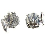Silver Cufflinks CROWN on Faceted Body + METEORITE