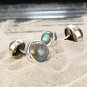 Silver Cufflinks ROUND STONES as Bones