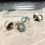 Silver Cufflinks ROUND STONES as Bones