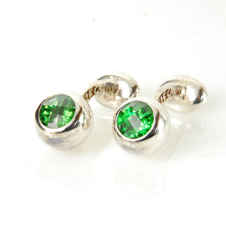 Silver Cufflinks BULLET with Faceted Stone as Bones