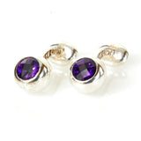 Silver Cufflinks BULLET with Faceted Stone as Bones