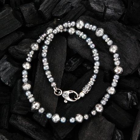 Silver and Pearls Choker with faceted Silver Balls+ PEARLS 5