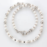 Silver and Pearls Choker with faceted Silver Balls+ PEARLS 5 Pearl