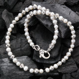 Silver and Pearls Choker with faceted Silver Balls+ PEARLS 5 Pearl