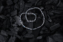 Silver and Pearls Necklace with Triple Small SKULLS  5