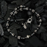 Silver and Pearls Choker with Triple Small SKULLS  8 big Middle Pearl