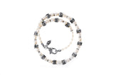 Silver and Pearls Choker with Triple Small SKULLS  8 big Middle Pearl
