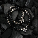 Neckchain BEADS and Faceted PLAIN CROSS Balls