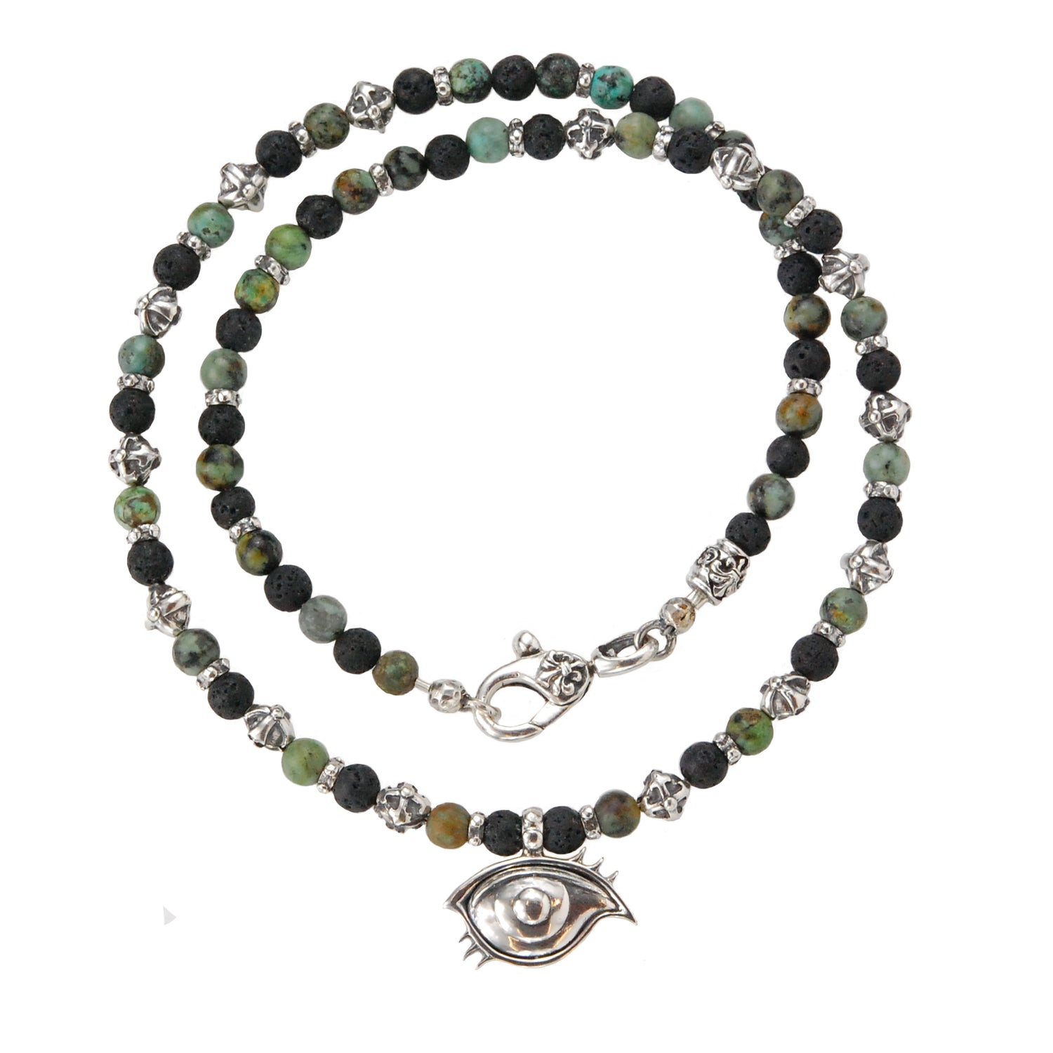 Silver Cross Balls Necklace with Pearls or Beads + The Third EYE Cares + black Diamonds