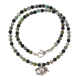 Silver Cross Balls Necklace with Pearls or Beads + The Third EYE Cares + black Diamonds
