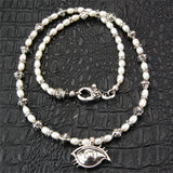 Silver Cross Balls Necklace with Pearls or Beads + The Third EYE Cares + black Diamonds