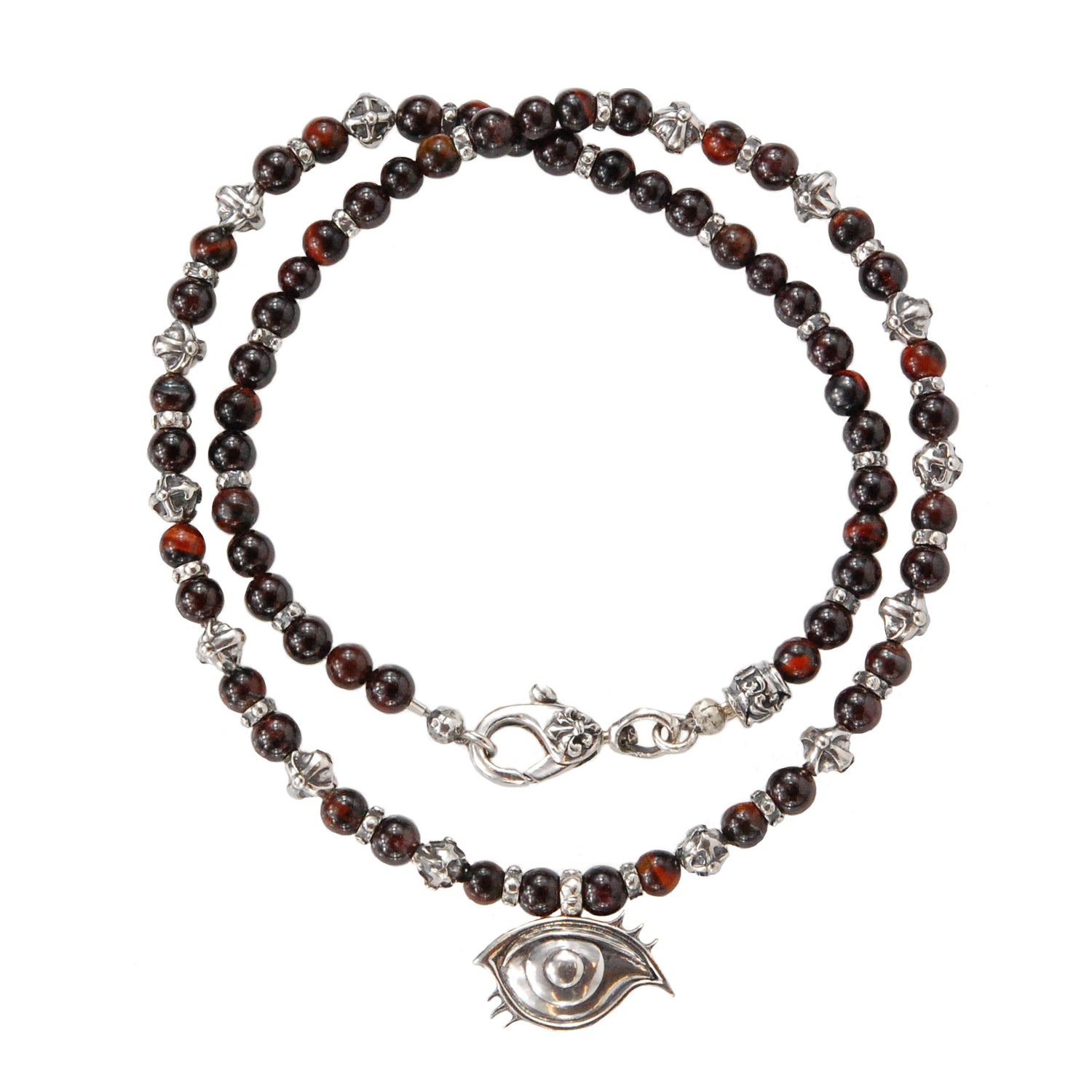 Silver Cross Balls Necklace with Pearls or Beads + The Third EYE Cares + black Diamonds