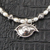 Silver Cross Balls Necklace with Pearls or Beads + The Third EYE Cares + black Diamonds