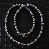 Silver and Pearls Necklace with Small Silver Crossballs 6