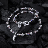 Silver and Pearls Necklace with Small Silver Crossballs 6 and Silver Tooth