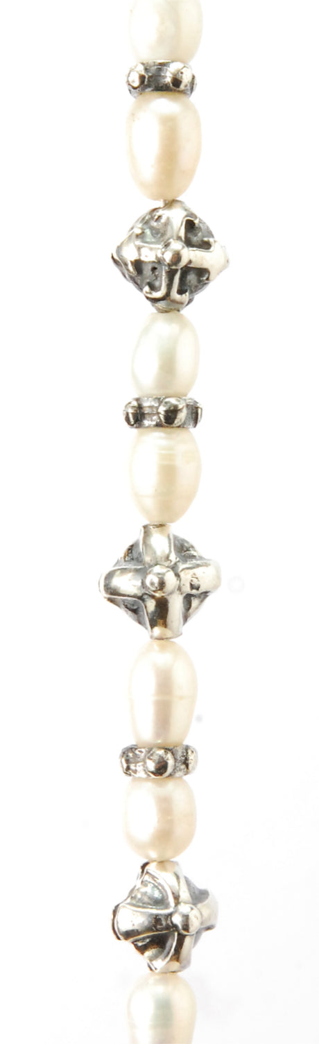 Silver and Pearls Necklace with Small Silver Crossballs 6