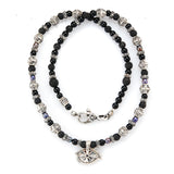 Silver Morning Star Barrel Tubes Necklace with The Third EYE View+black Diamonds