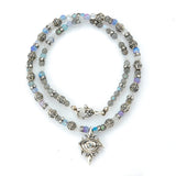 Silver with CRESCENT STAR Tubes + THIRD EYE Protector with BEADS/PEARLS Necklace