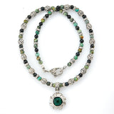 Silver with Dragon Scales Tubes + FLAMED SUN with BEADS/PEARLS Necklace