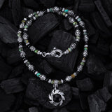 Silver with Dragon Scales Tubes + FLAMED SUN with BEADS/PEARLS Necklace