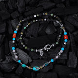 ROCKS and BEADS Necklace with Silver Tubes and Balls