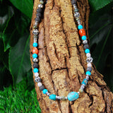 ROCKS and BEADS Necklace with Silver Tubes and Balls
