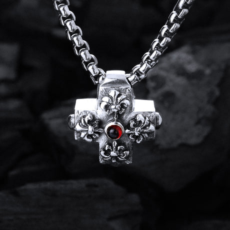 Silver Pendant Greek Cross Body with Hole and LILIES 20