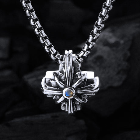 Silberner Anhänger griechisches Kreuz mit Loch und MORGENSTERN 20