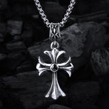 Silver Pendant Malteser Cross with Stone