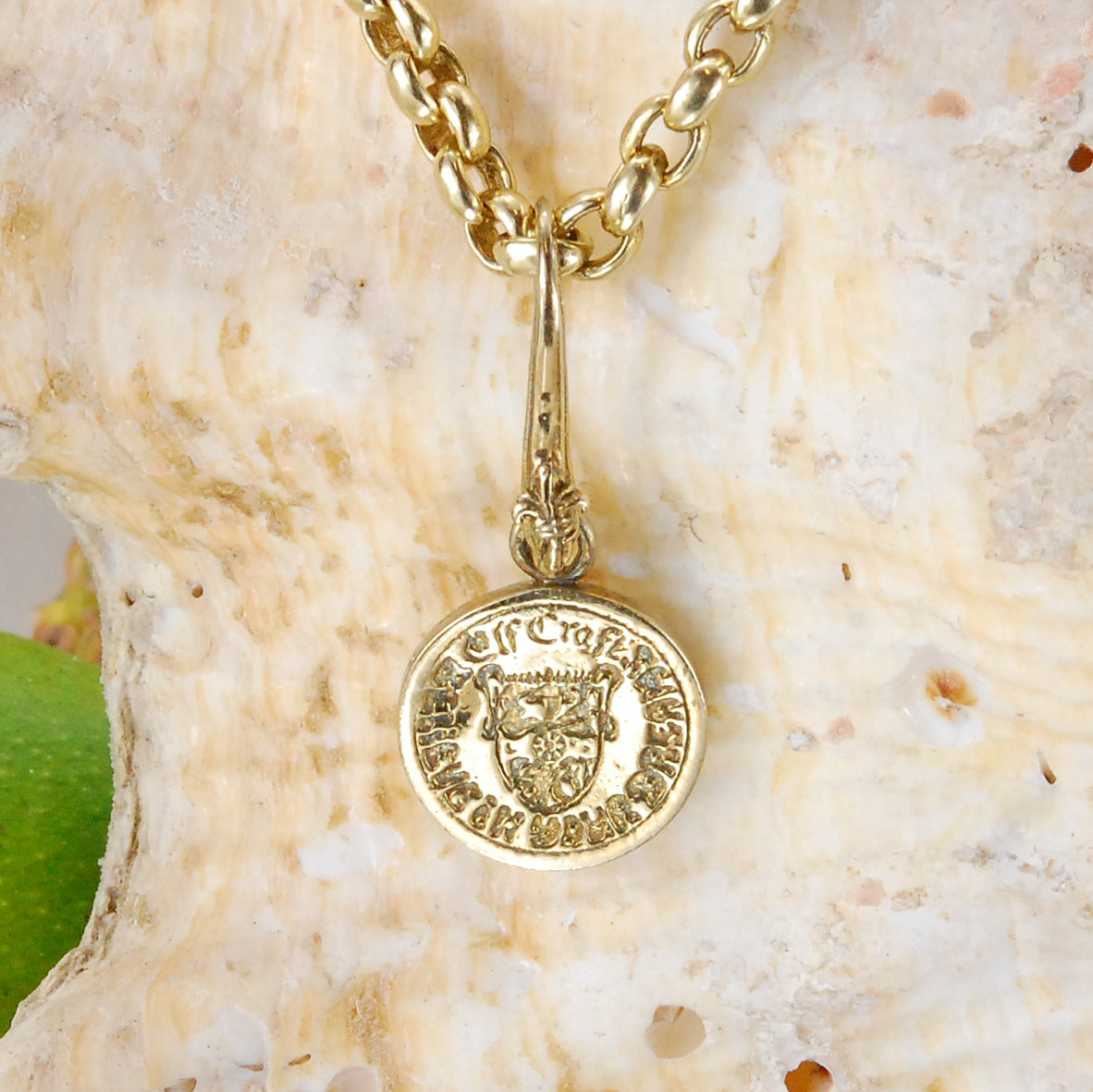 Silberanhänger SHIELD mit BELIEVE IN YOUR DREAMS Münze S Gold plated